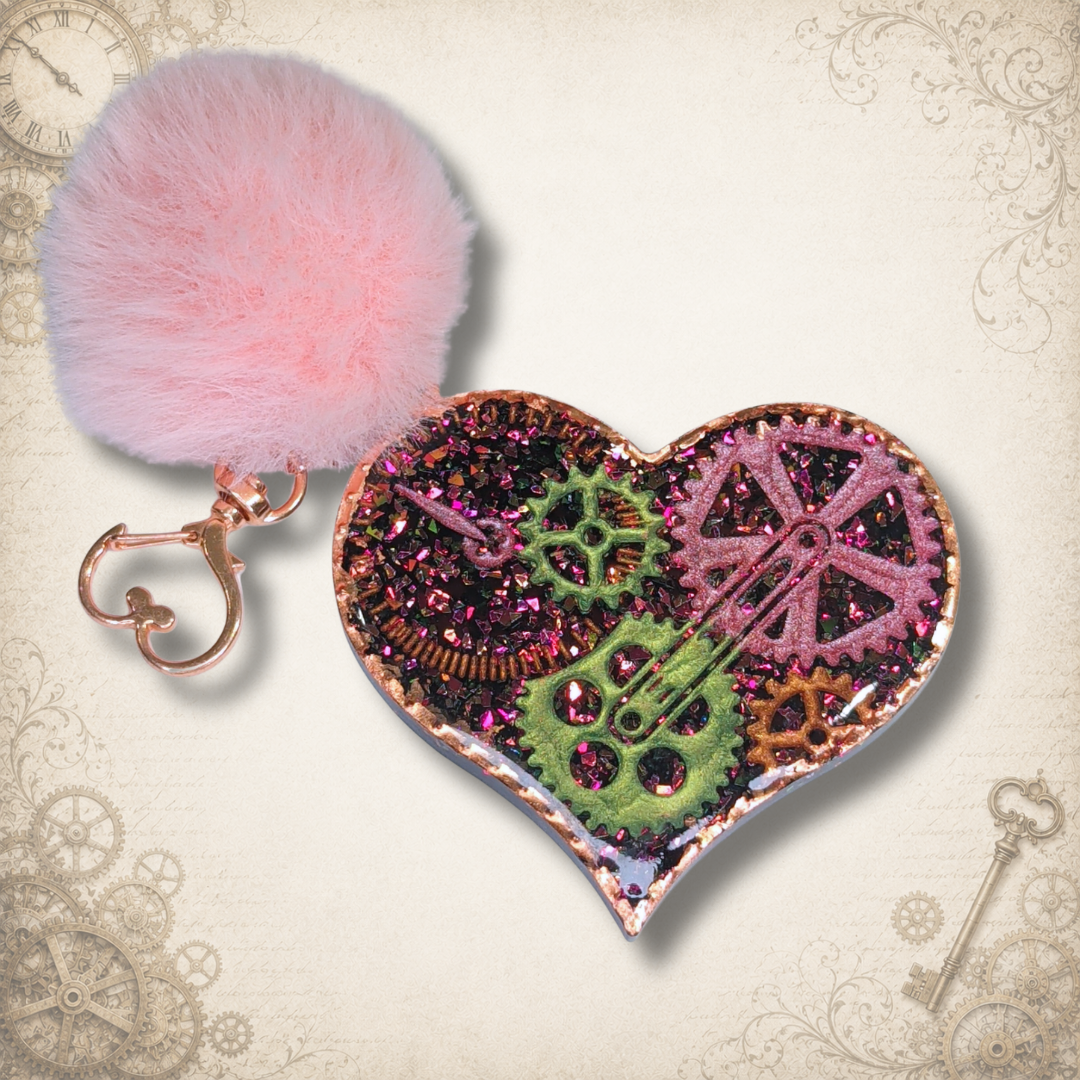 Petals & Pendulums Steampunk Heart Keychain