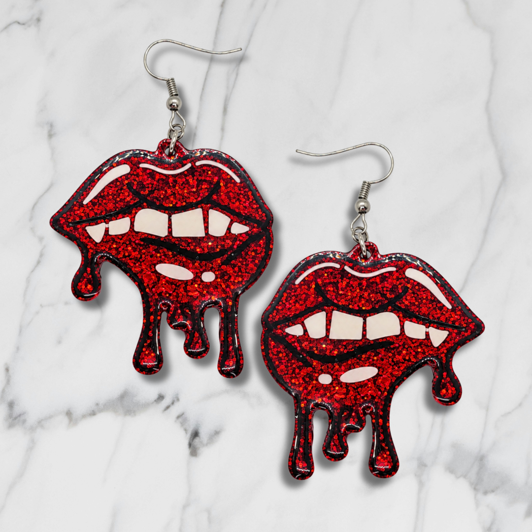 Scarlet Scandal (Dripping Lips Earrings)