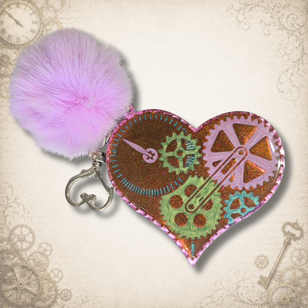 Winding Whimsy Steampunk Heart Keychain