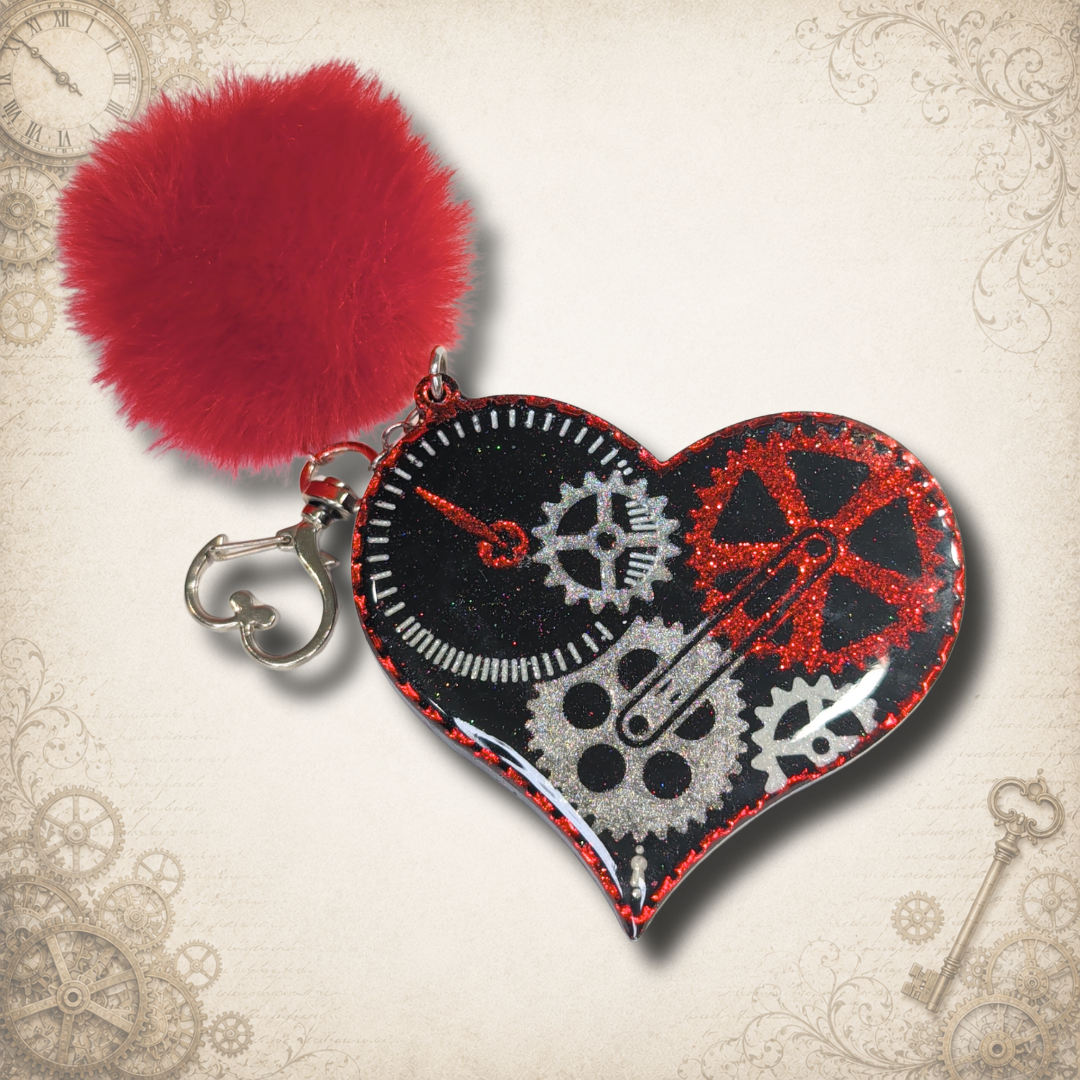 Clockwork Crush Steampunk Heart Keychain