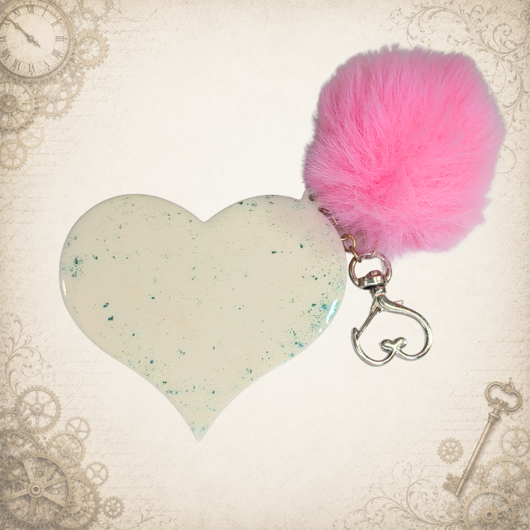Cotton Candy Clockwork Steampunk Heart Keychain