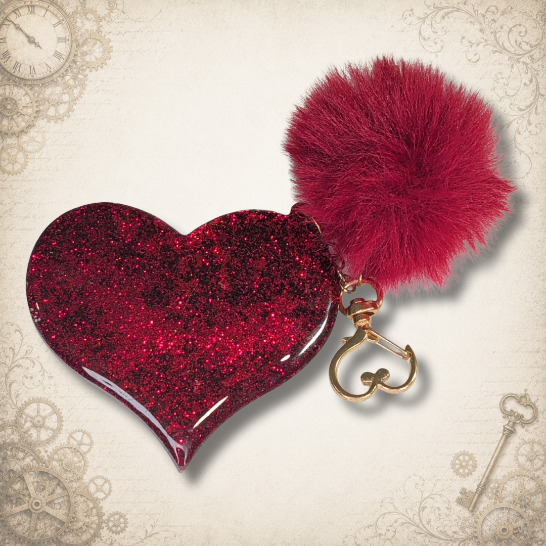 Merry Gearmas Steampunk Heart Keychain