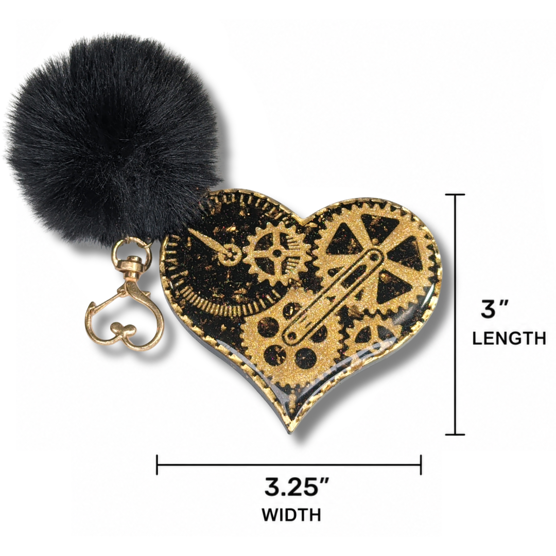 Stroke of Midnight Steampunk Heart Keychain