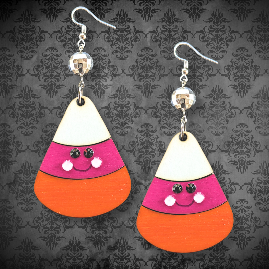 Hey Boo! Pink Candy Corn Earrings
