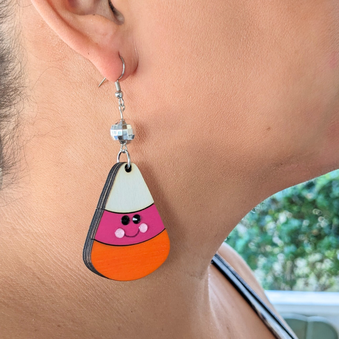 Hey Boo! Pink Candy Corn Earrings