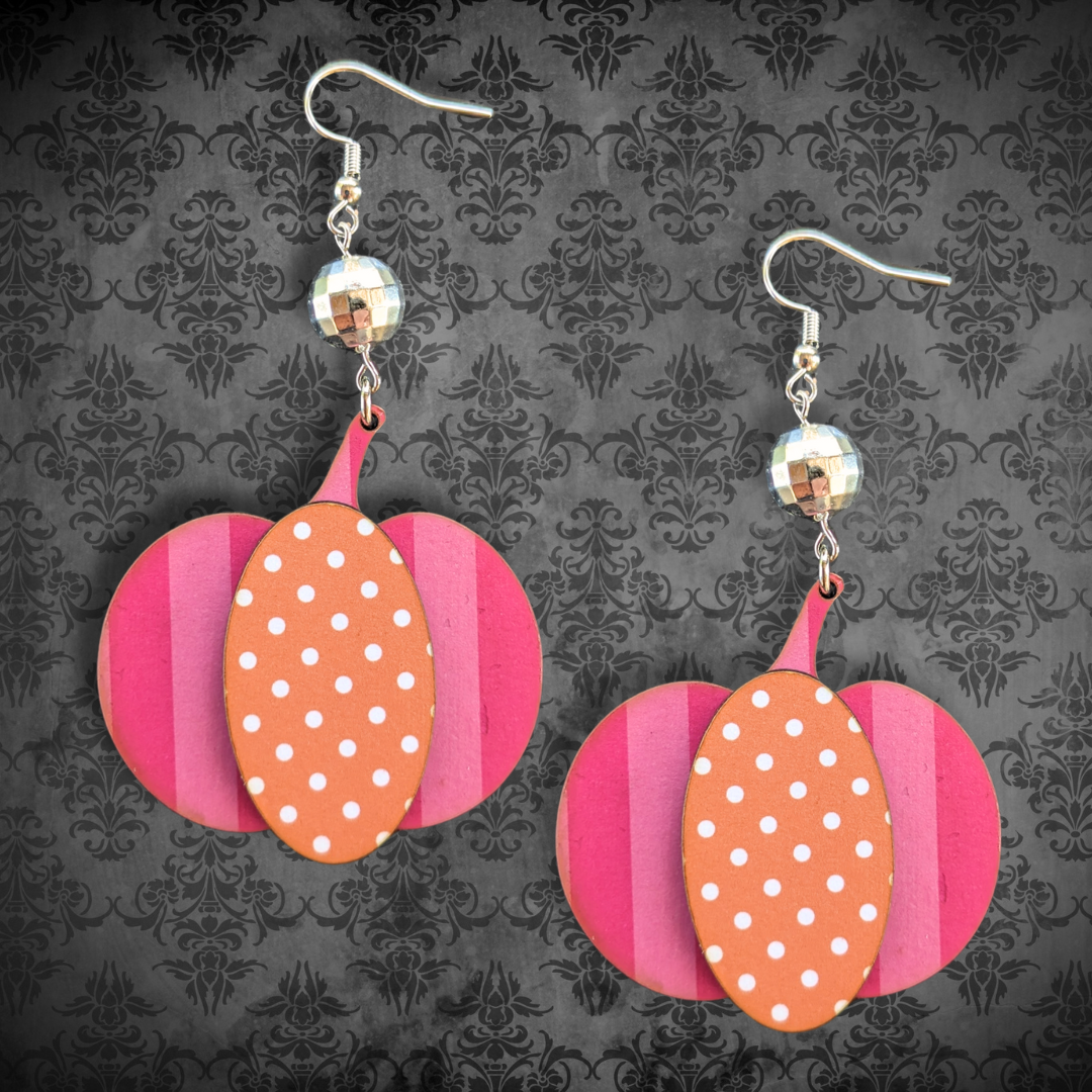 Hey Boo! Pink with Orange Pumpkin Earrings
