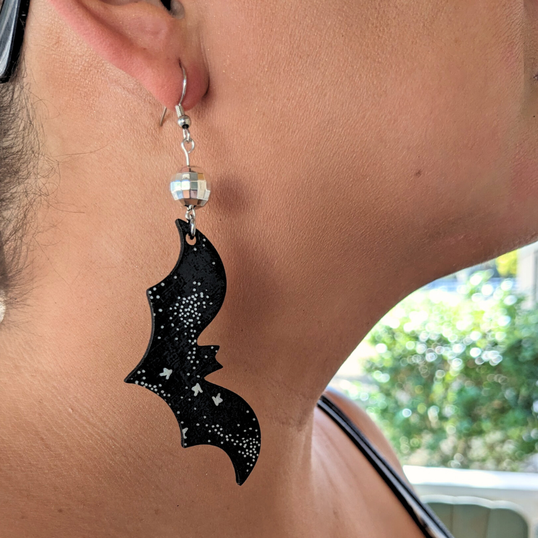 Hey Boo! Stars Bats Earrings