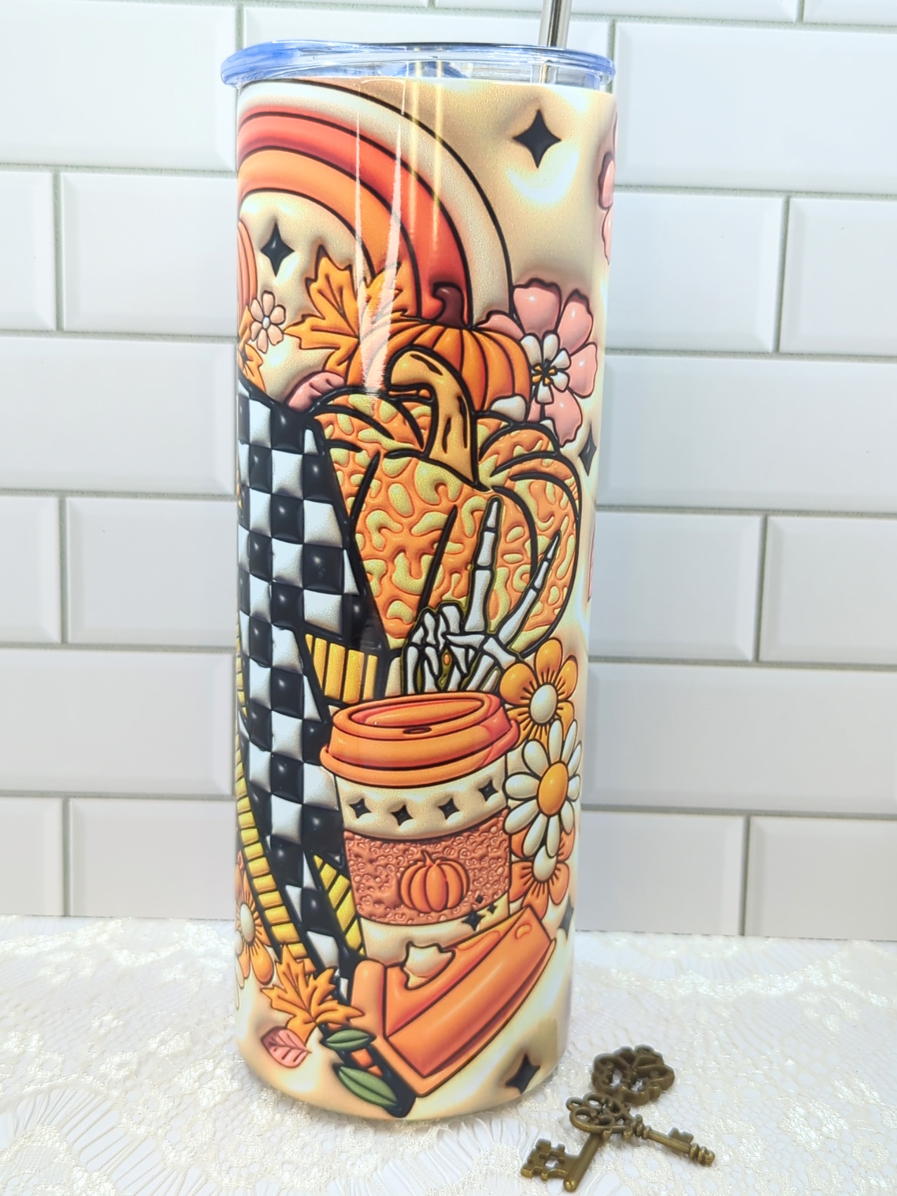 20 oz Puffy and Groovy Autumn Sublimation Tumbler