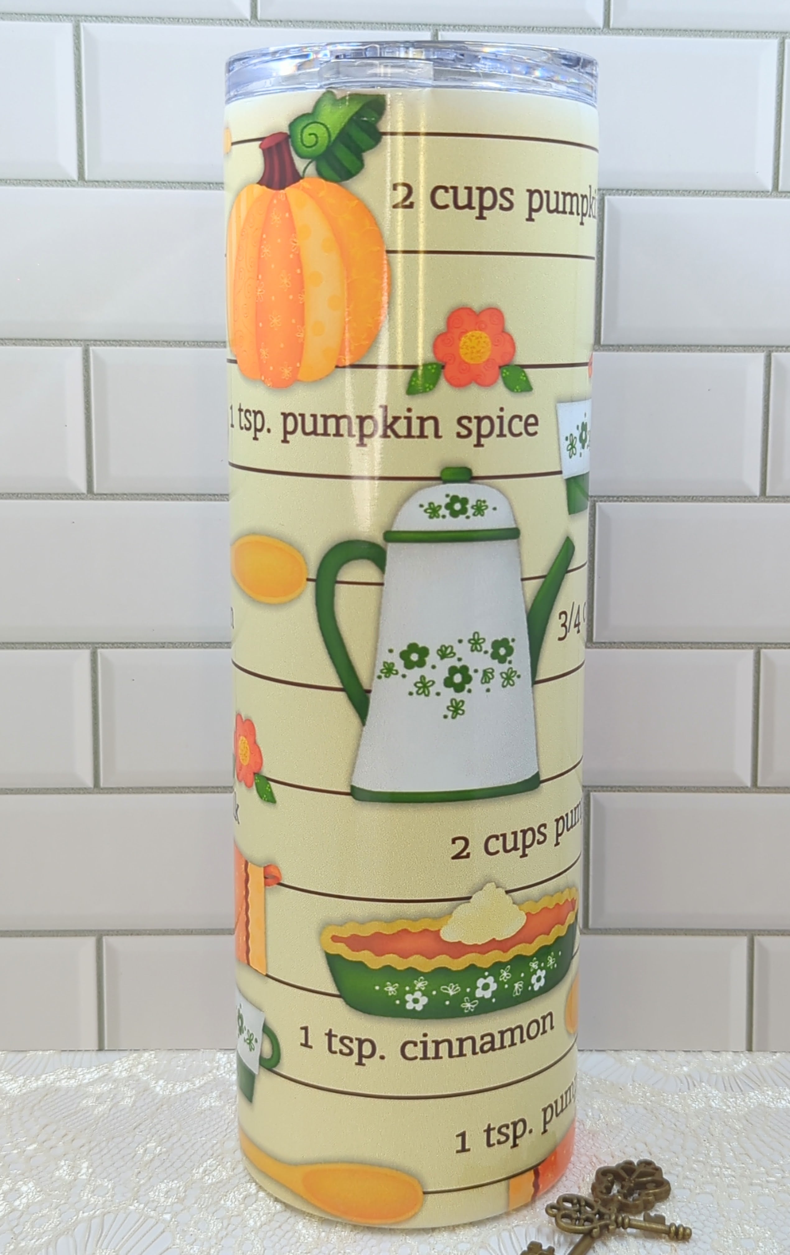 30 oz Vintage Pumpkin Pie Recipe Sublimation Tumbler