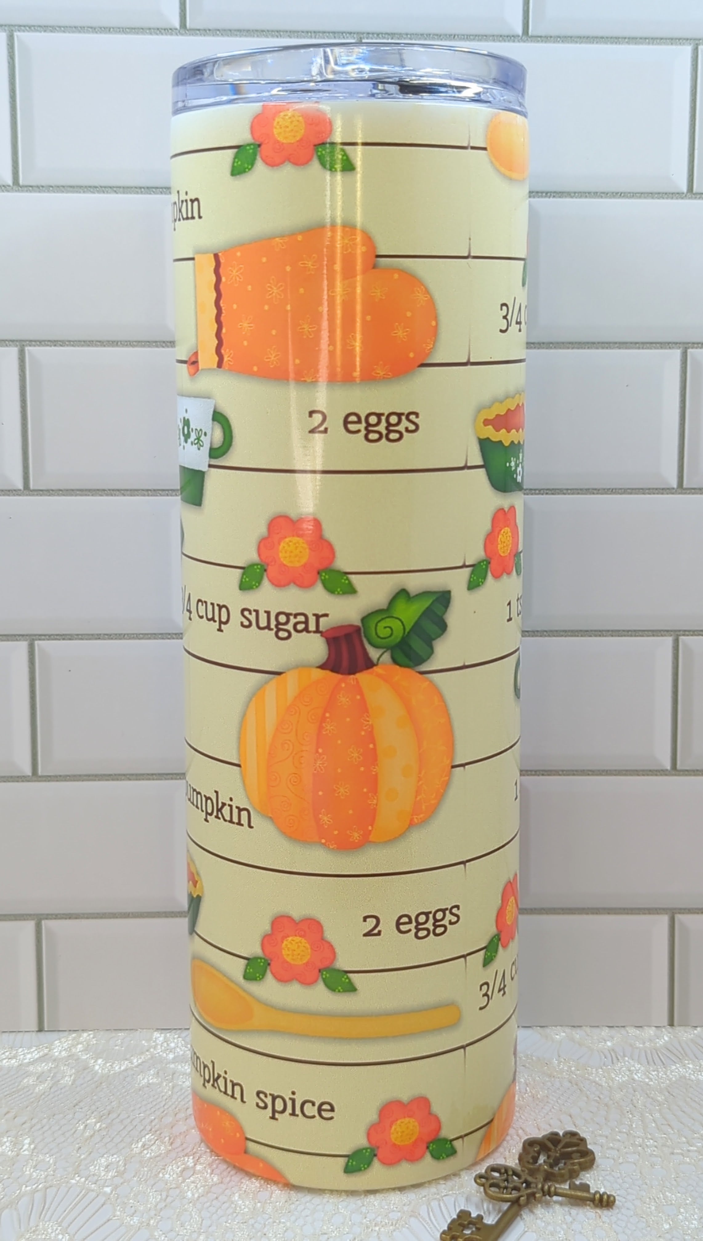 30 oz Vintage Pumpkin Pie Recipe Sublimation Tumbler