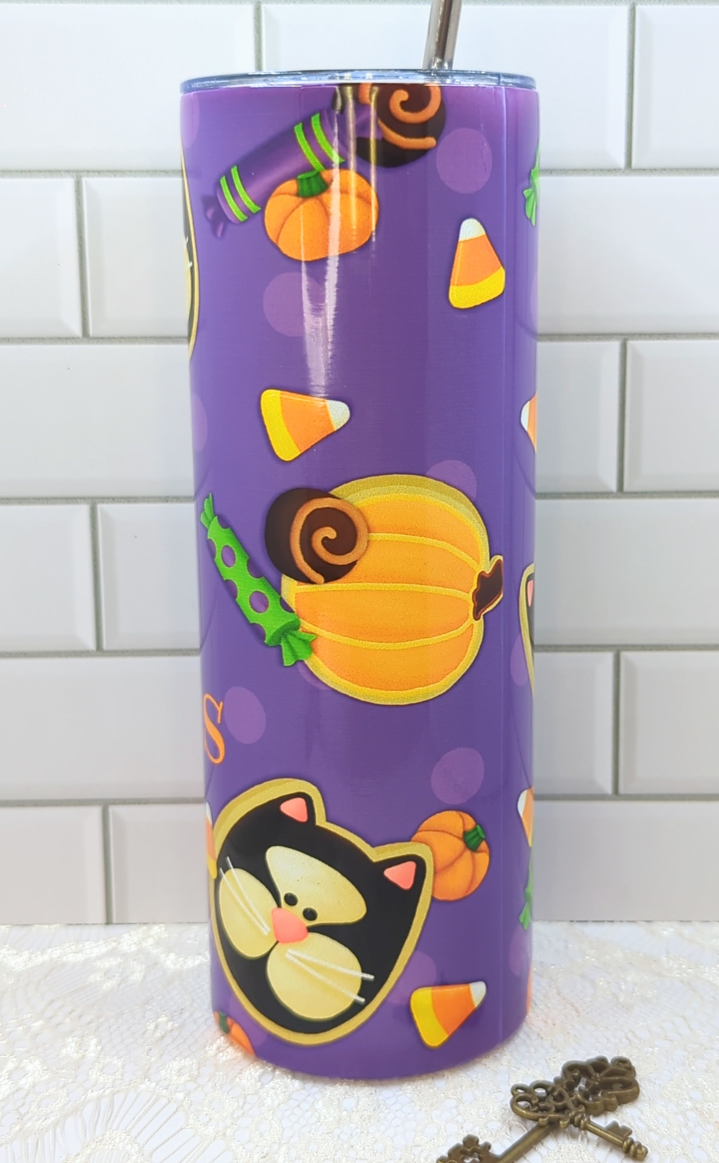 20 oz Halloween Cookie Cat and Treats Sublimation Tumbler