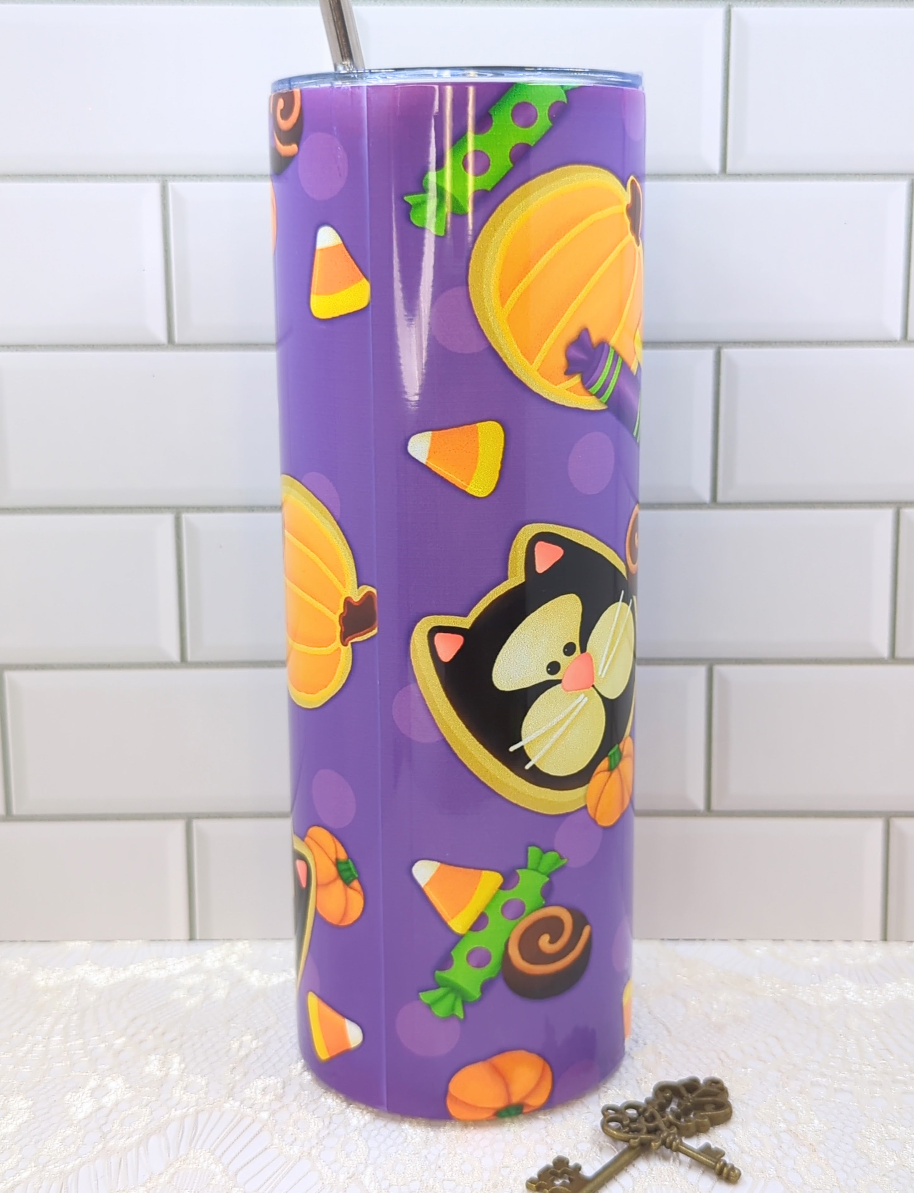 20 oz Halloween Cookie Cat and Treats Sublimation Tumbler