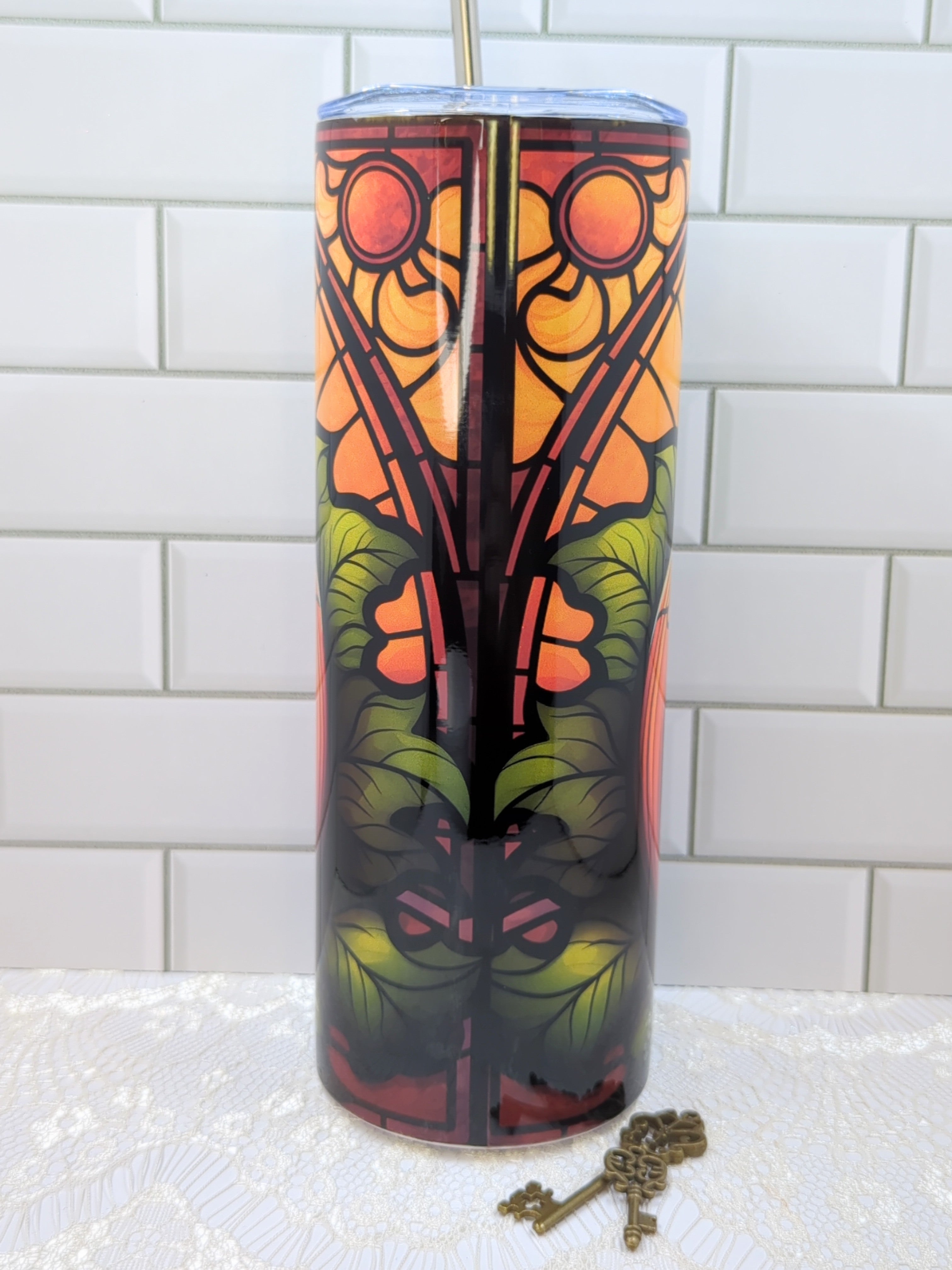 20 oz Stained-Glass Pumpkin Sublimation Tumbler