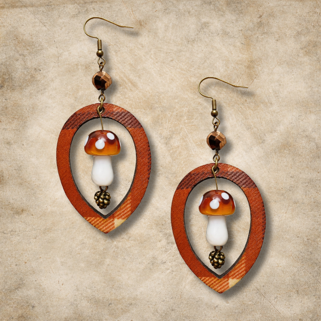 Autumn Woods Flannel Teardrop Earrings