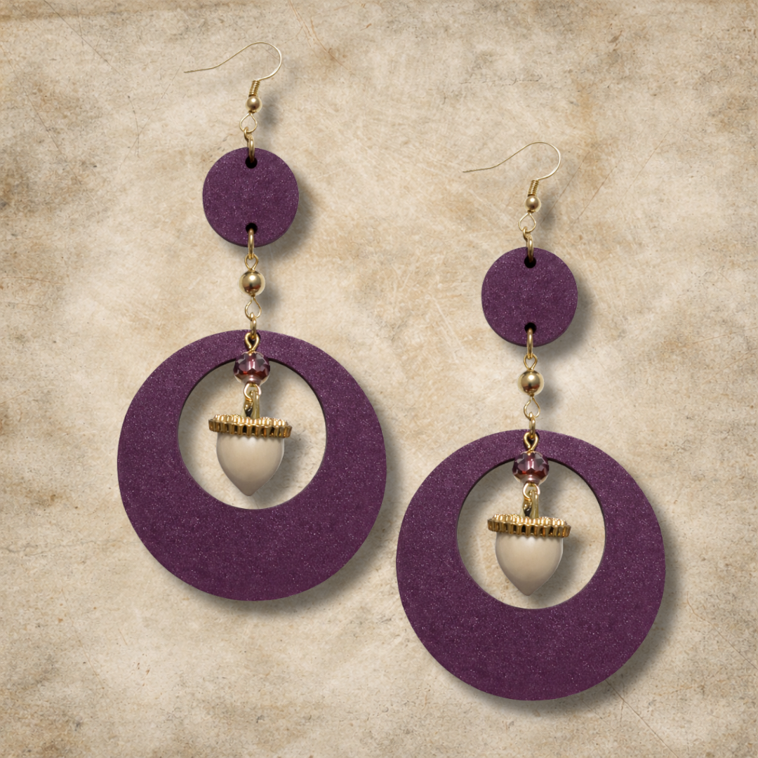 Autumn Woods Purple Hoop Earrings