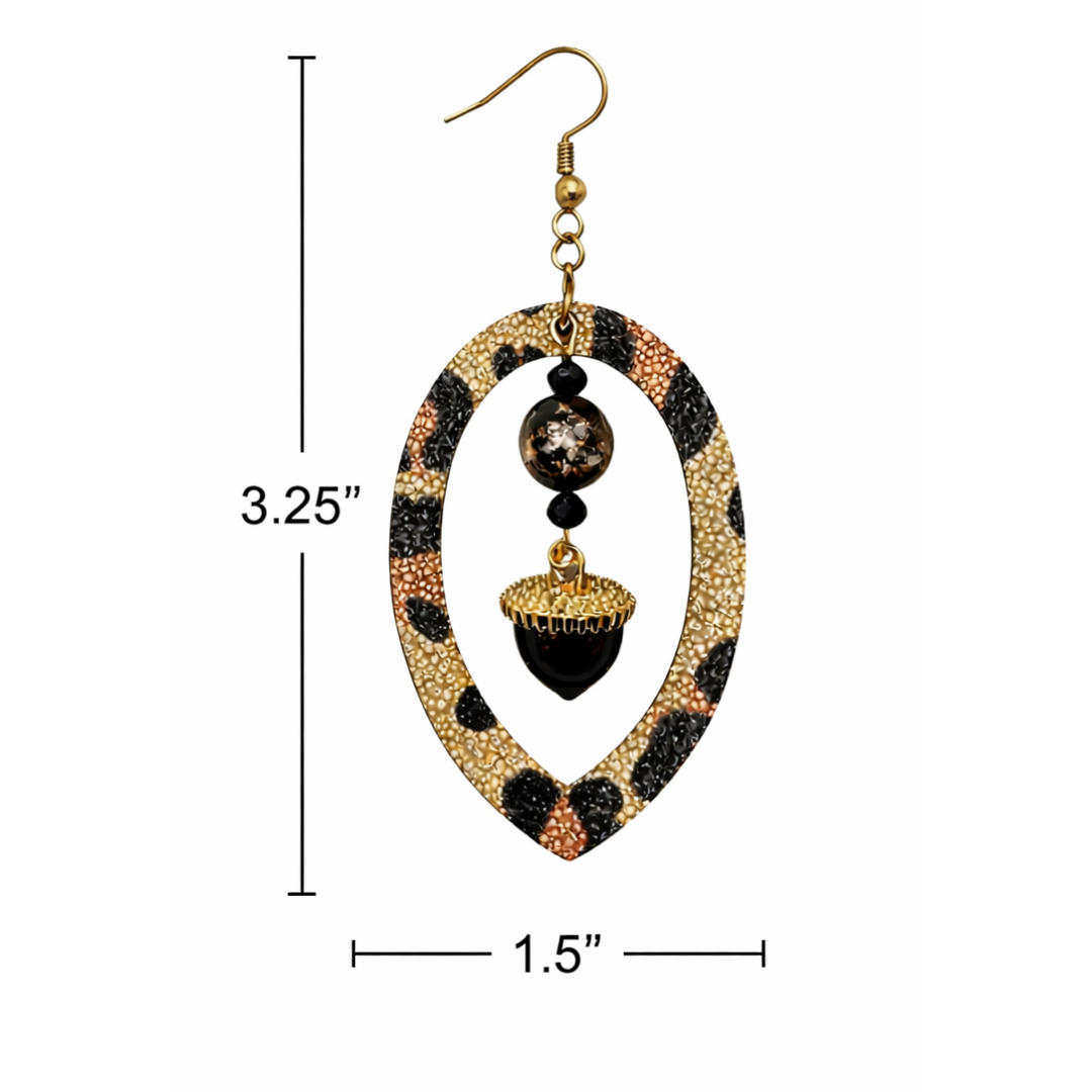 Autumn Woods Leopard Teardrop Earrings