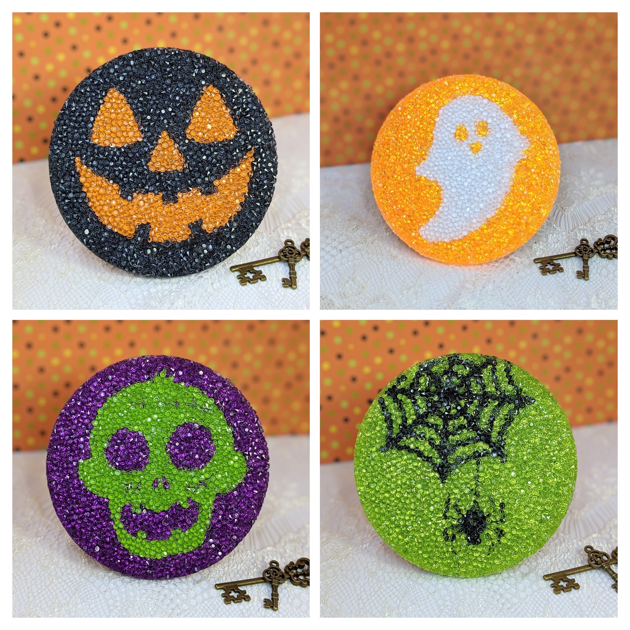 4pc Halloween Resin Druzy Coaster Set (Style 1)