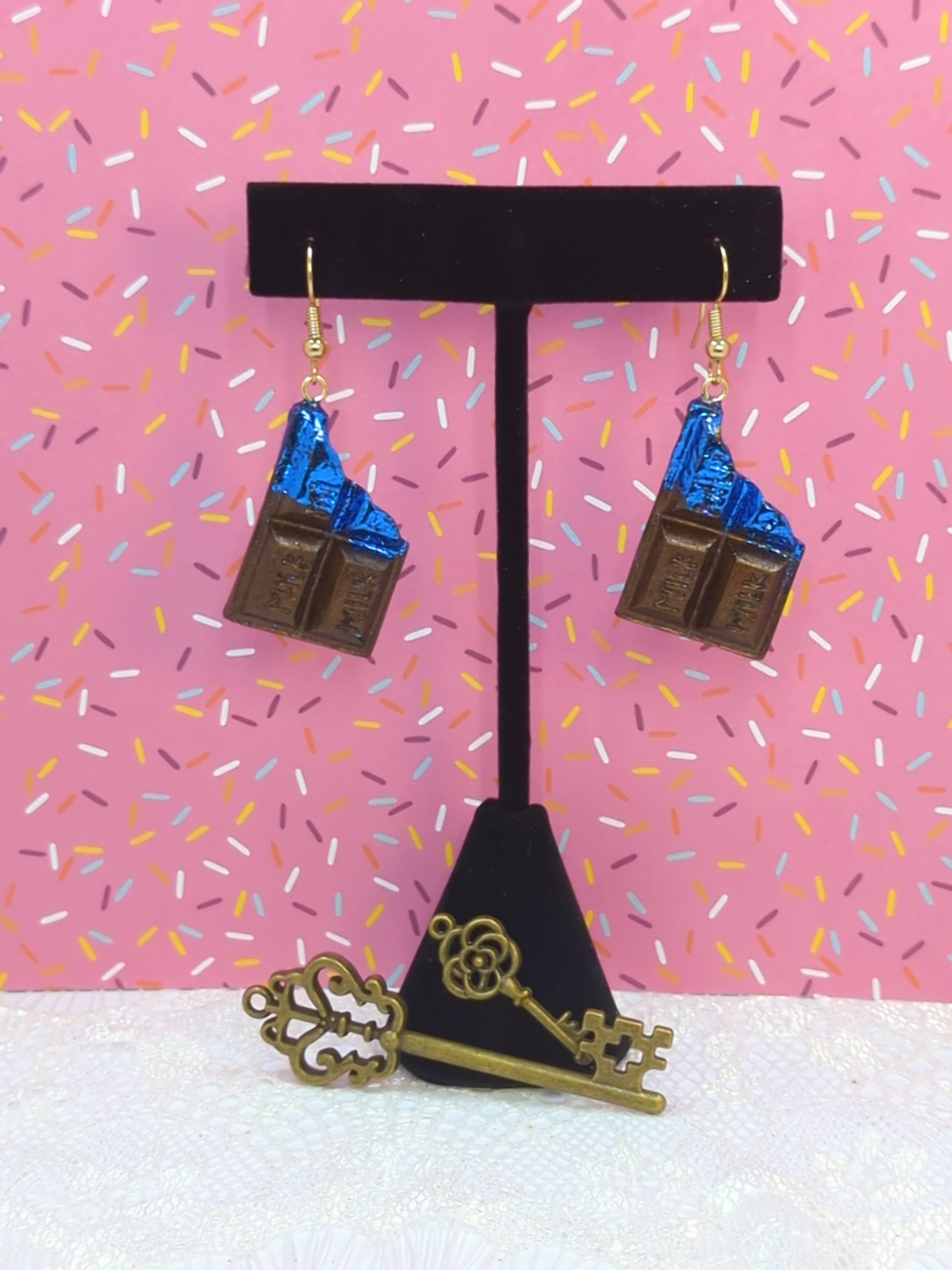 Chocolate Bar Resin Earring (Gold Plated Hooks)