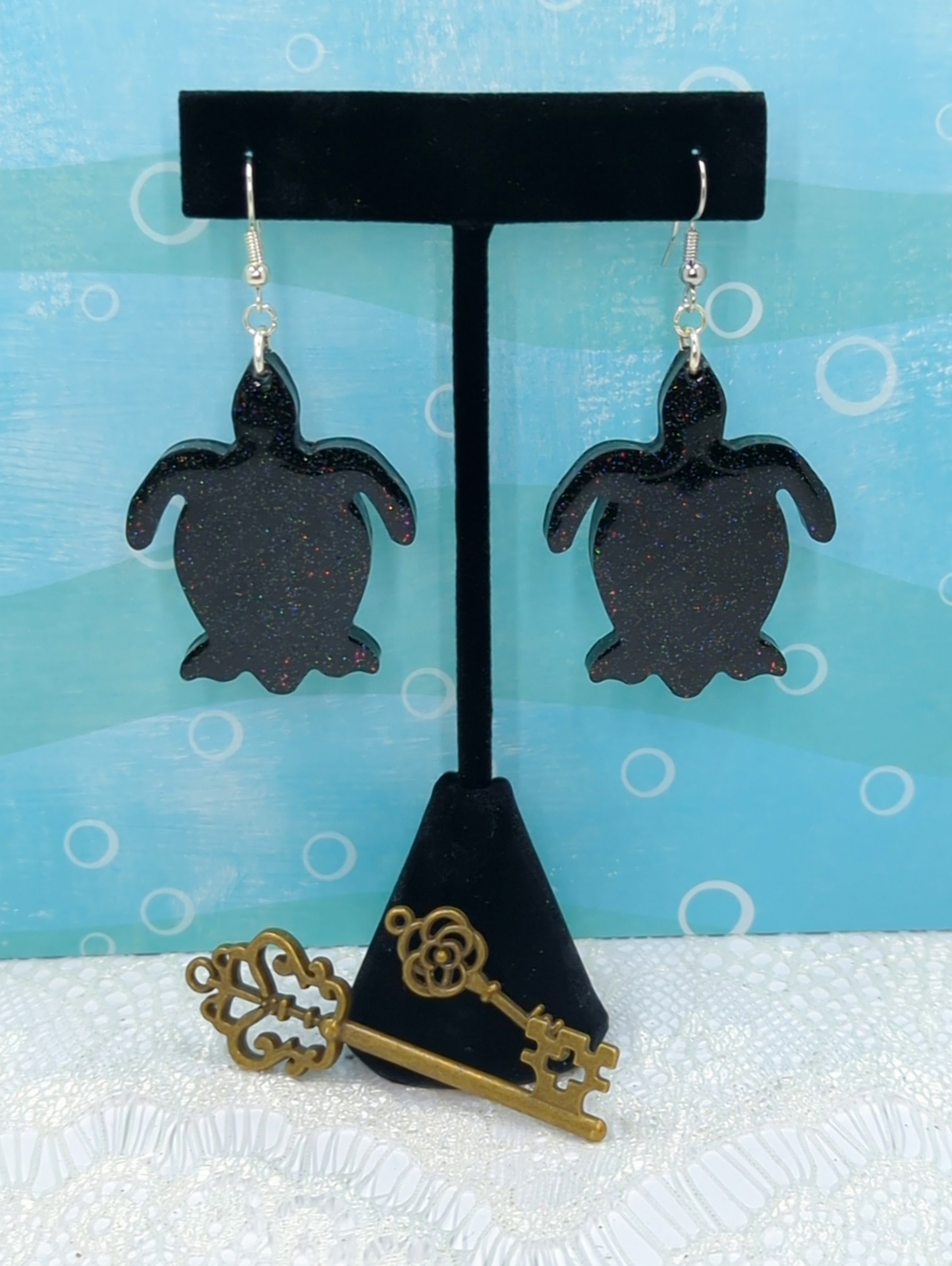 Turtle Resin Earrings (Black)