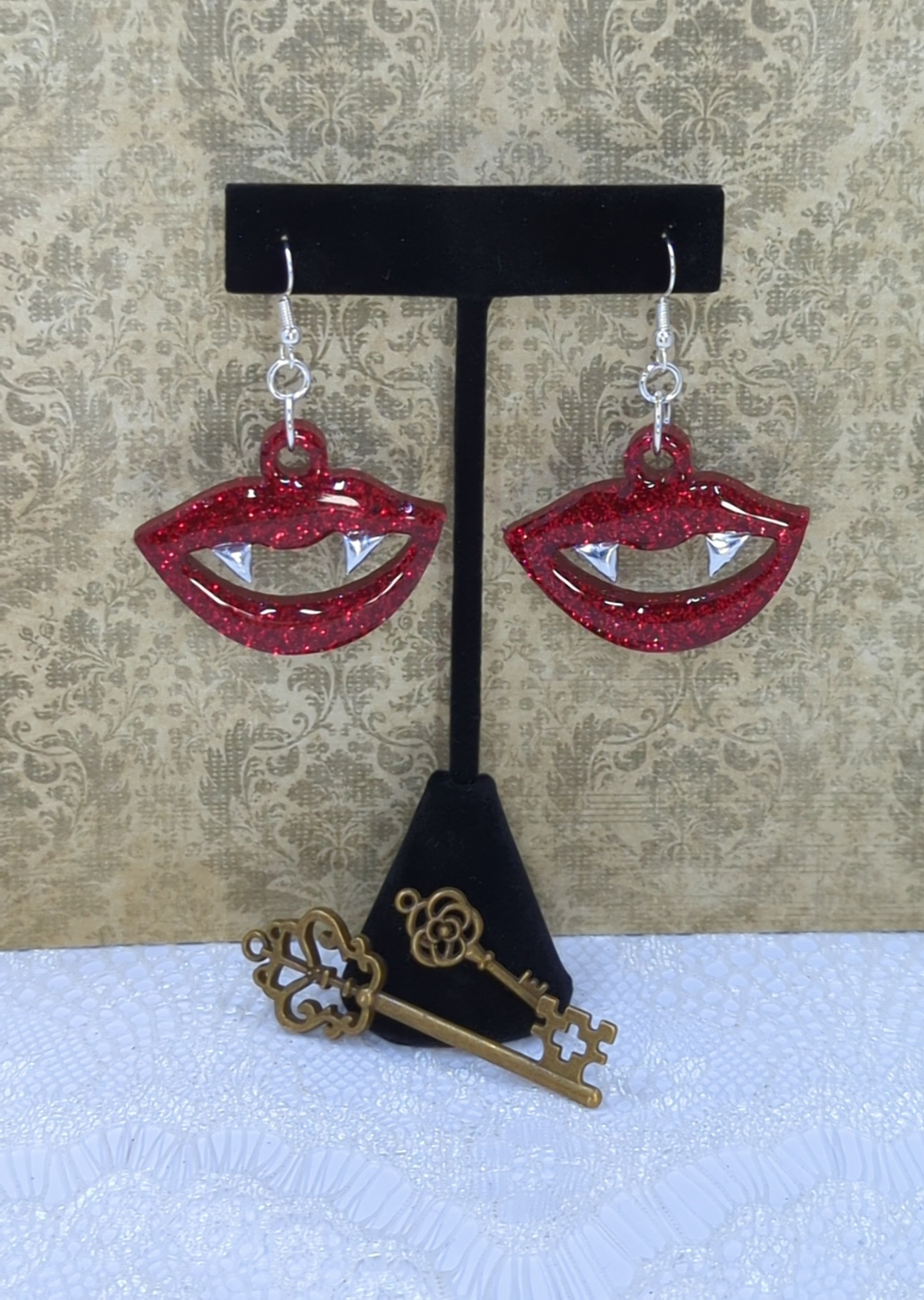 Vampire Teeth Resin Earrings (Red)