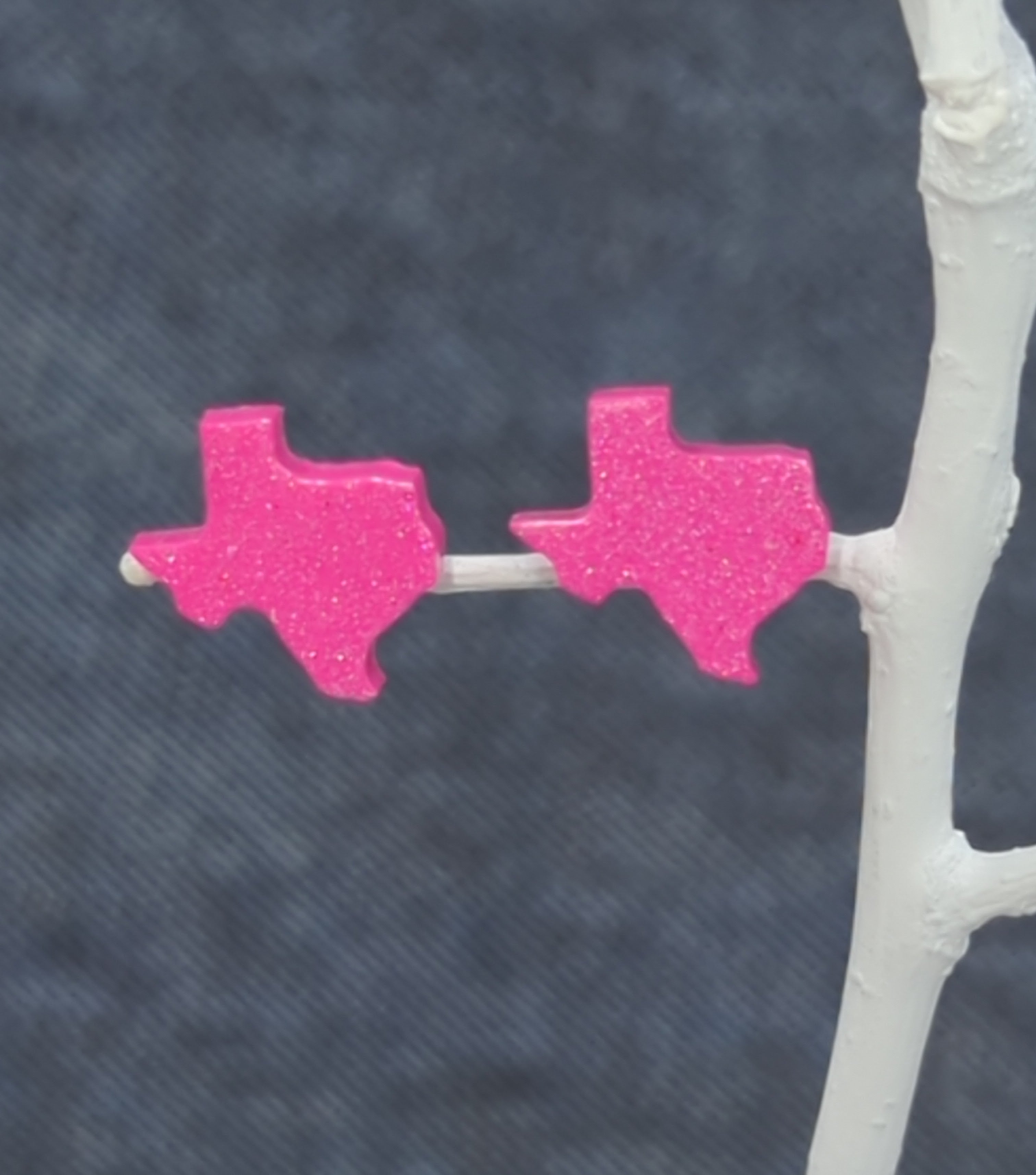 Texas Stud Resin Earrings (Hot Pink Shimmer)