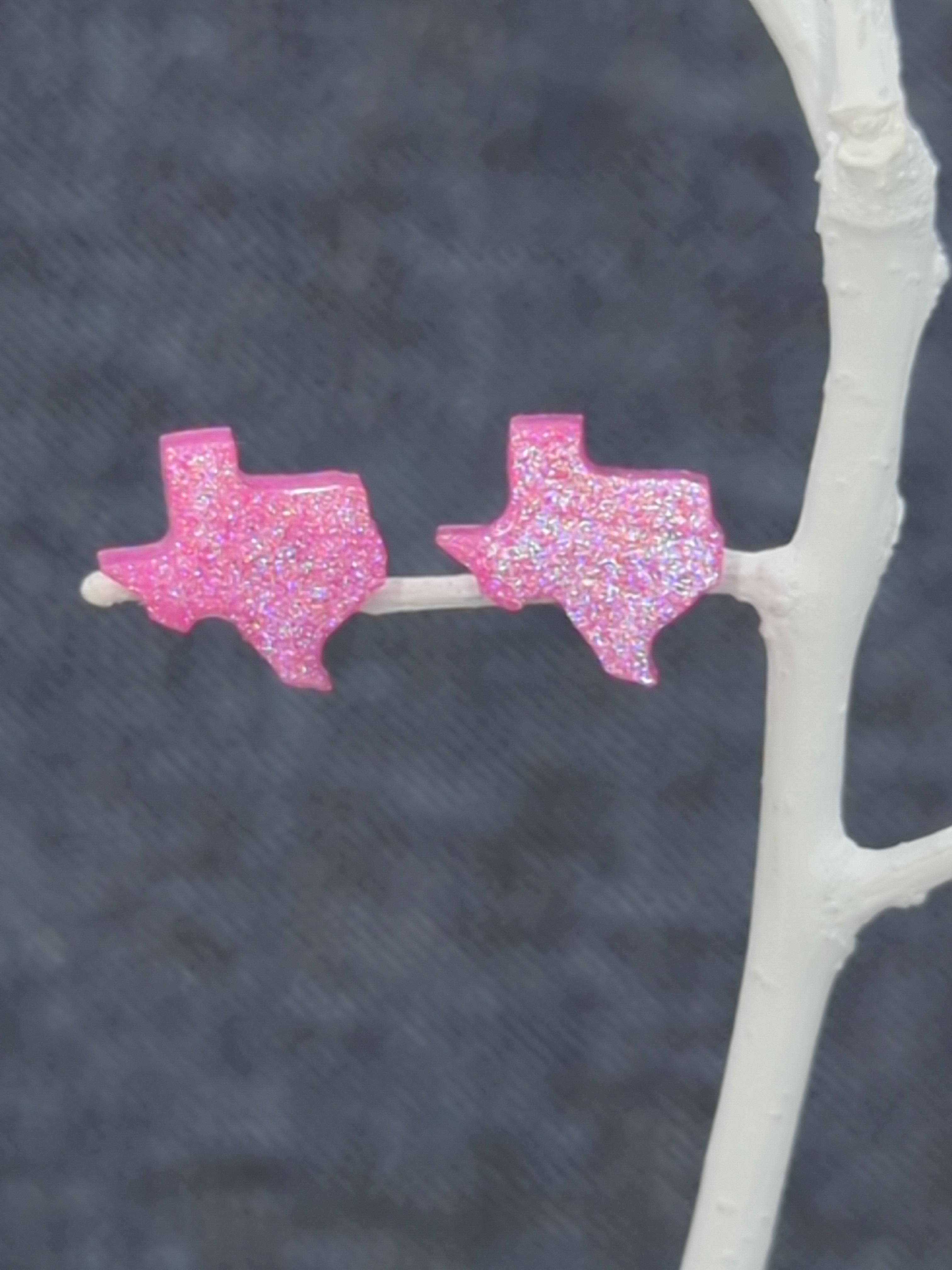 Texas Stud Resin Earrings (Light Pink Shimmer)