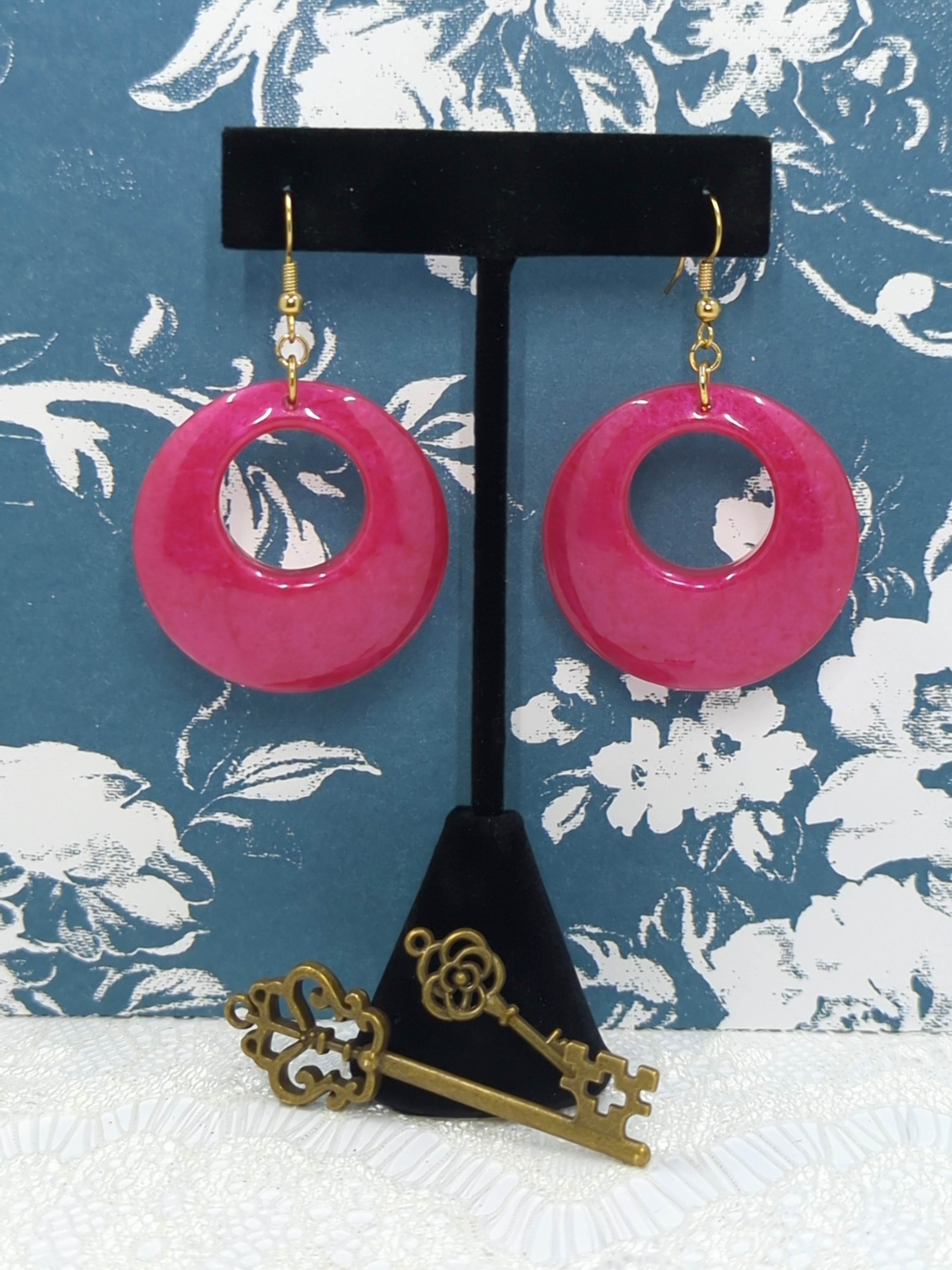 Large Circle Resin Earring (Pink)