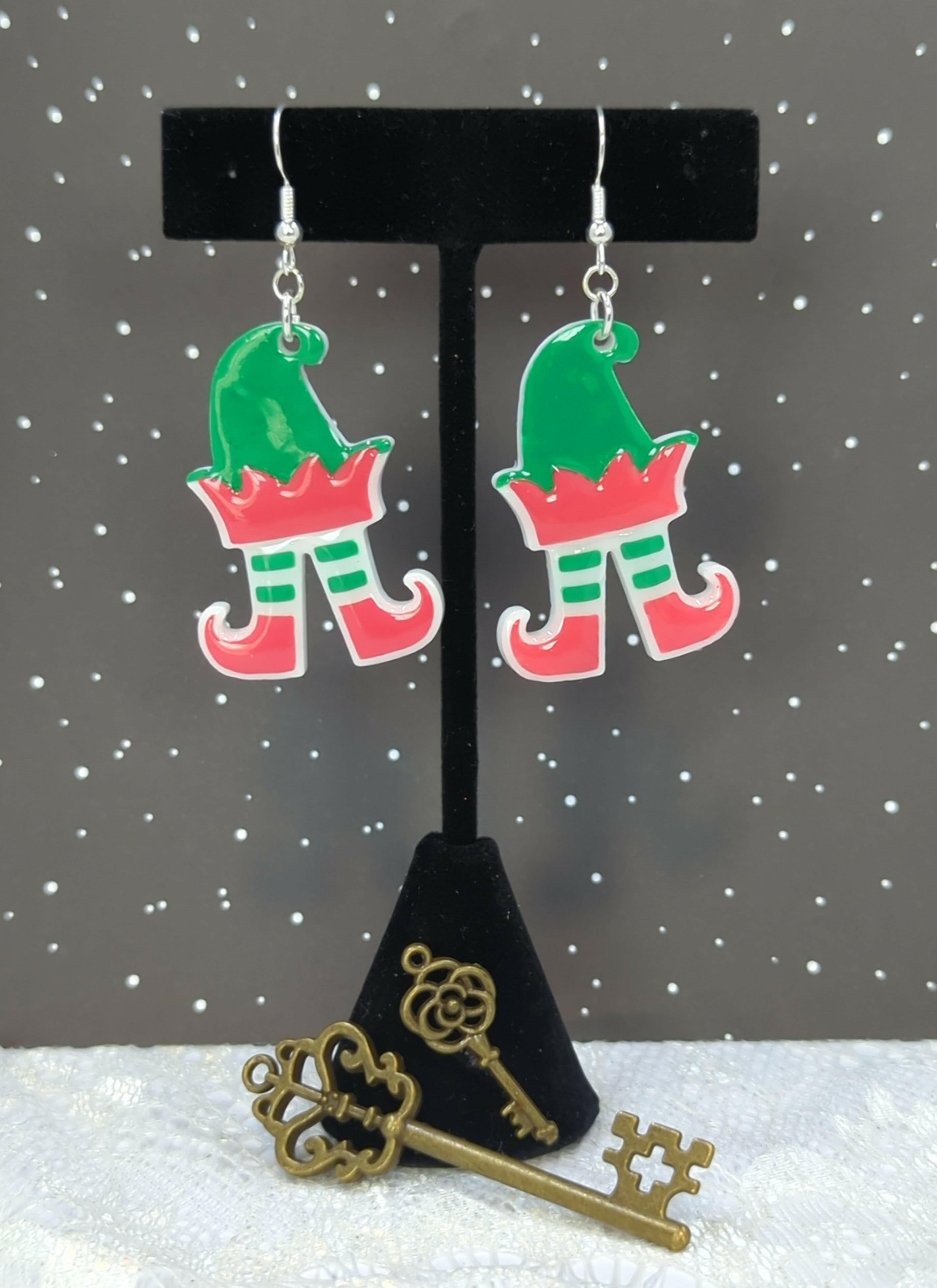 Elf Feet Resin Earrings (Green/Red)