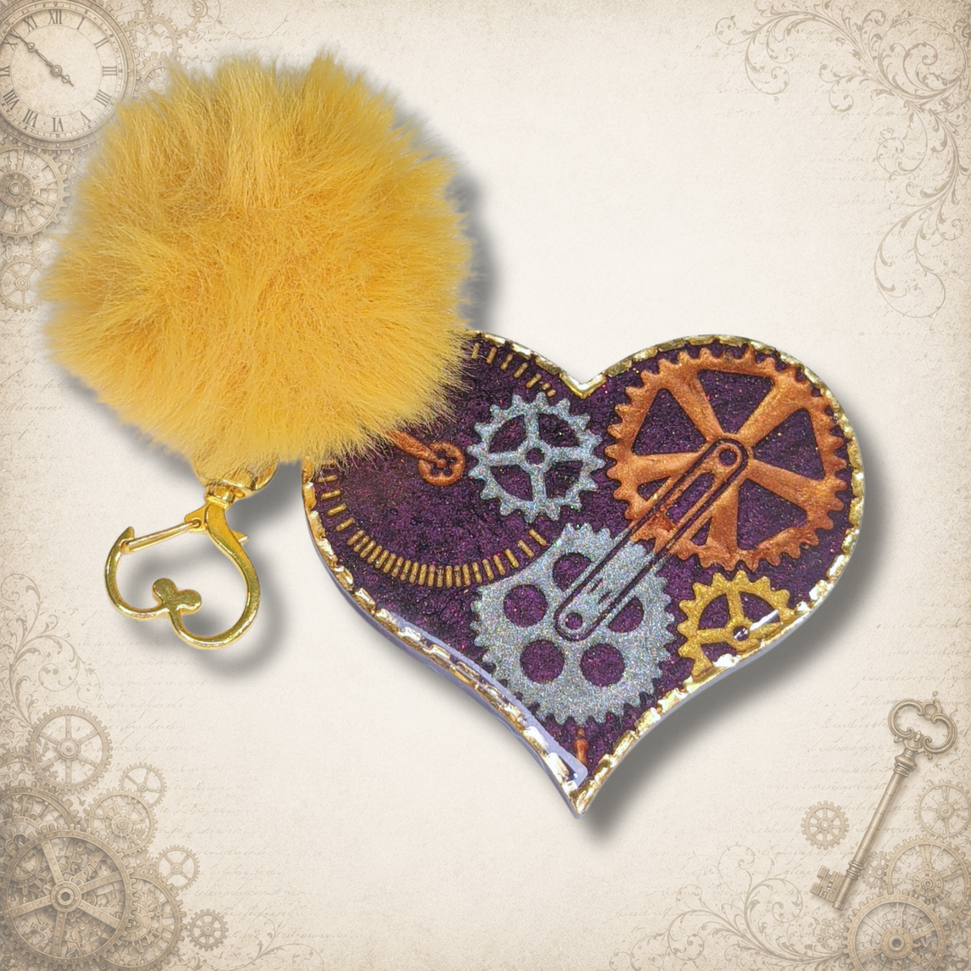 Royal Gearheart Steampunk Heart Keychain