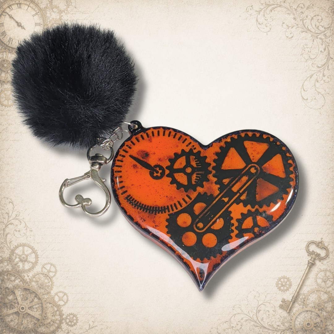 Jack's Timepiece Steampunk Heart Keychain