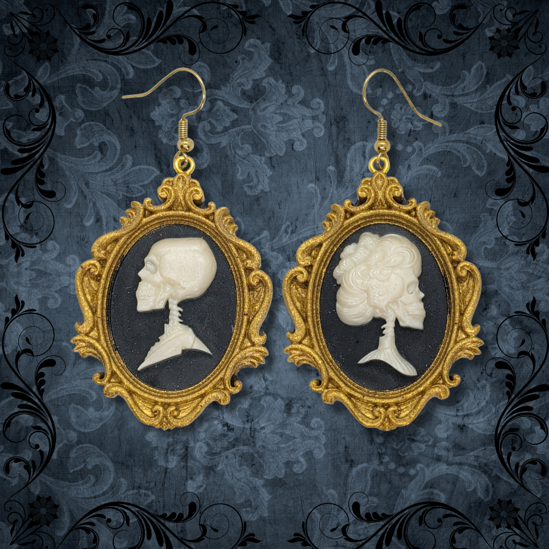 Mourning Matrimony (Victorian Skeletal Cameo Earrings)