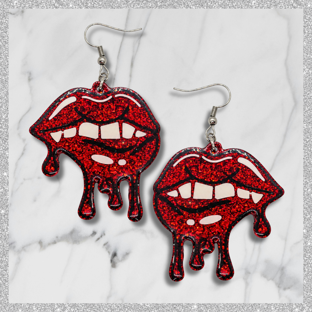 Scarlet Scandal (Dripping Lips Earrings)