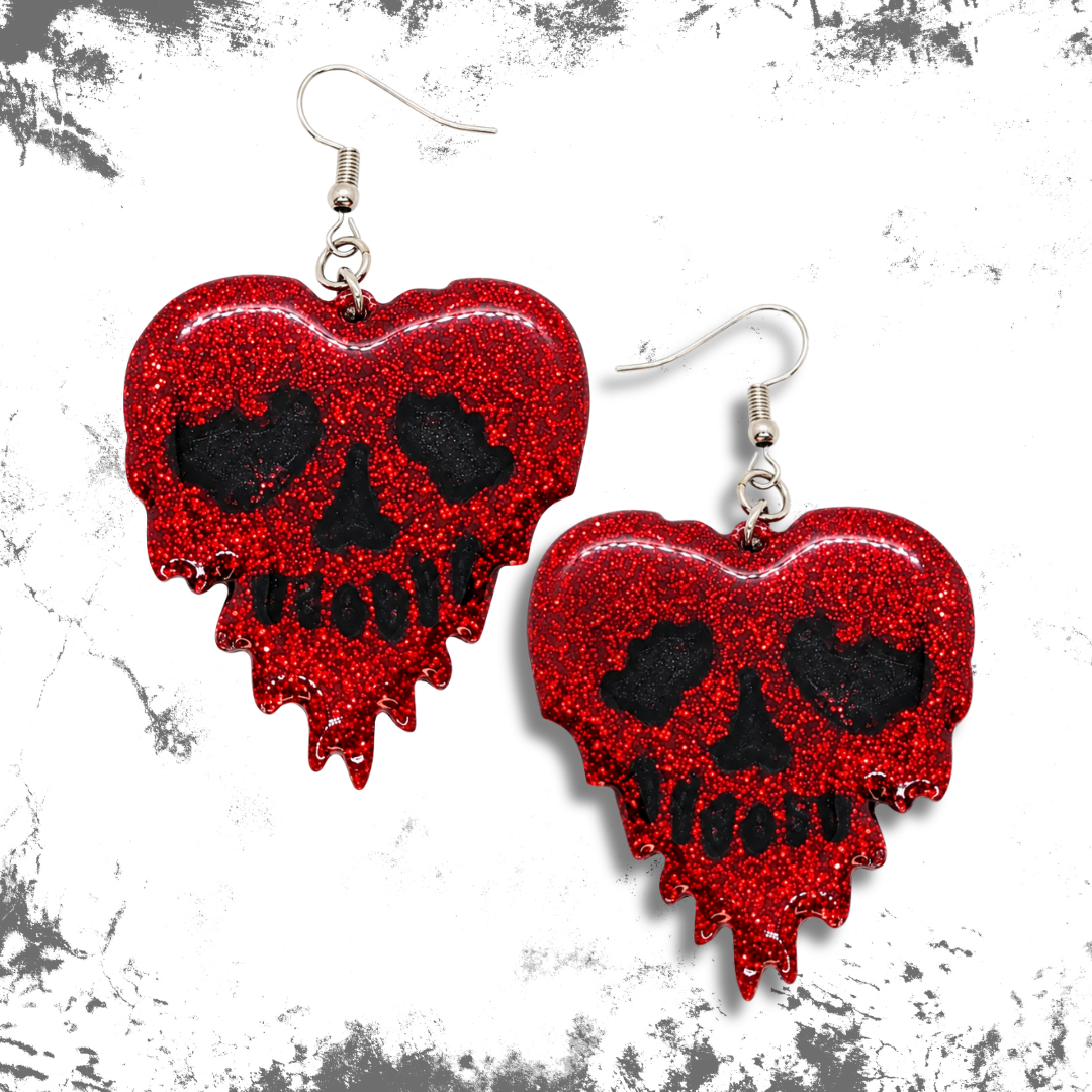 Till Death (Dripping Heart Skull Earrings)