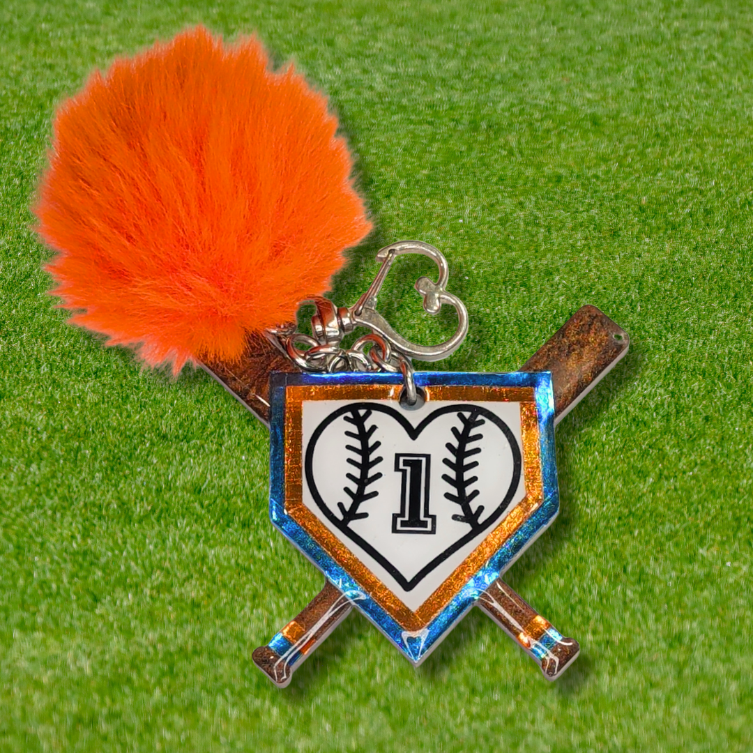 Heart of the Game (Baseball Base and Bats Keychain)