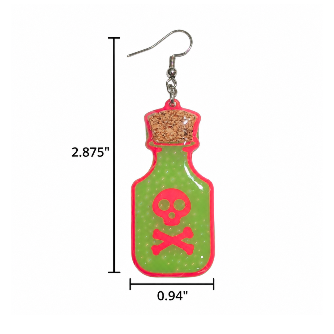 Radioactive Refreshment (Potion Bottle Earrings)