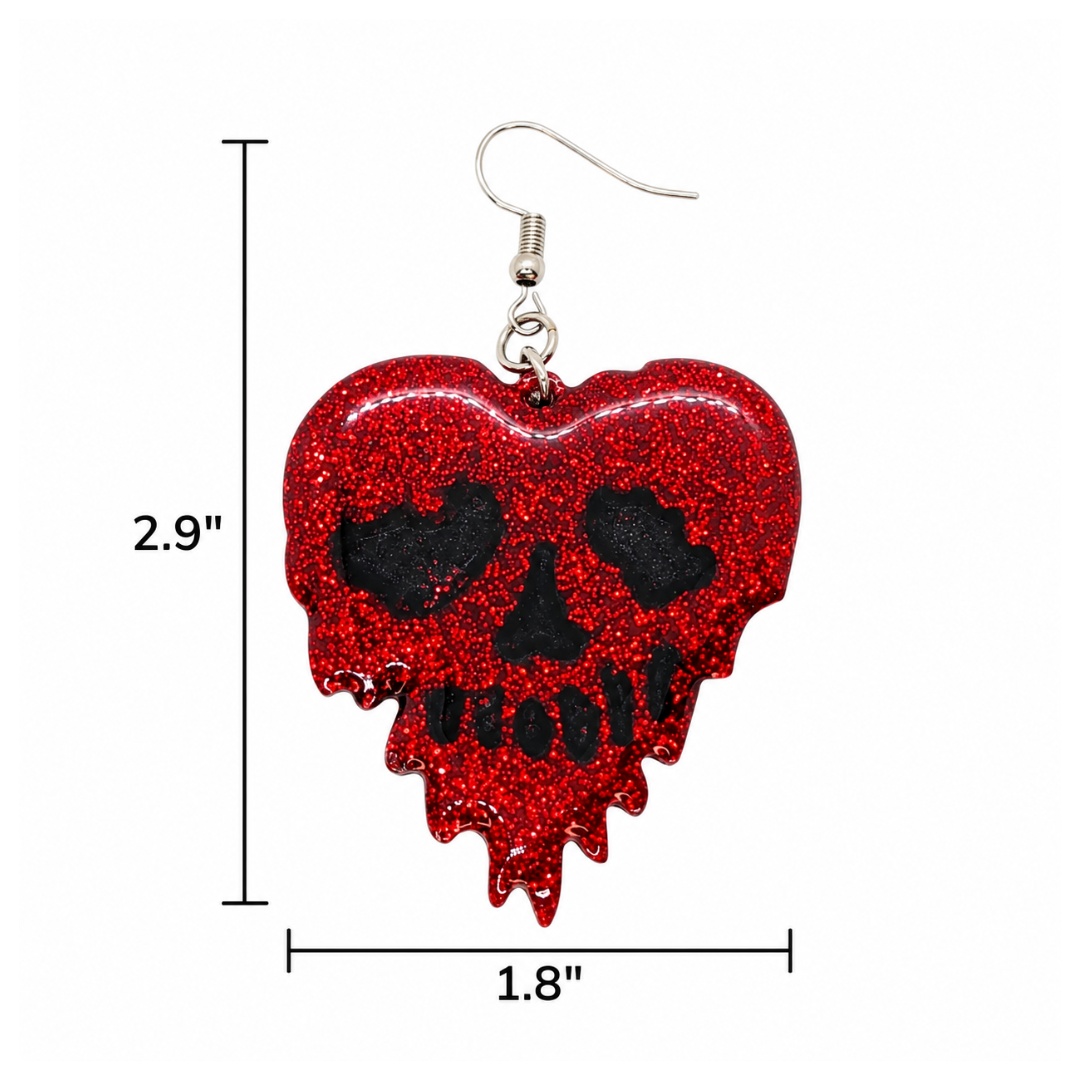 Till Death (Dripping Heart Skull Earrings)