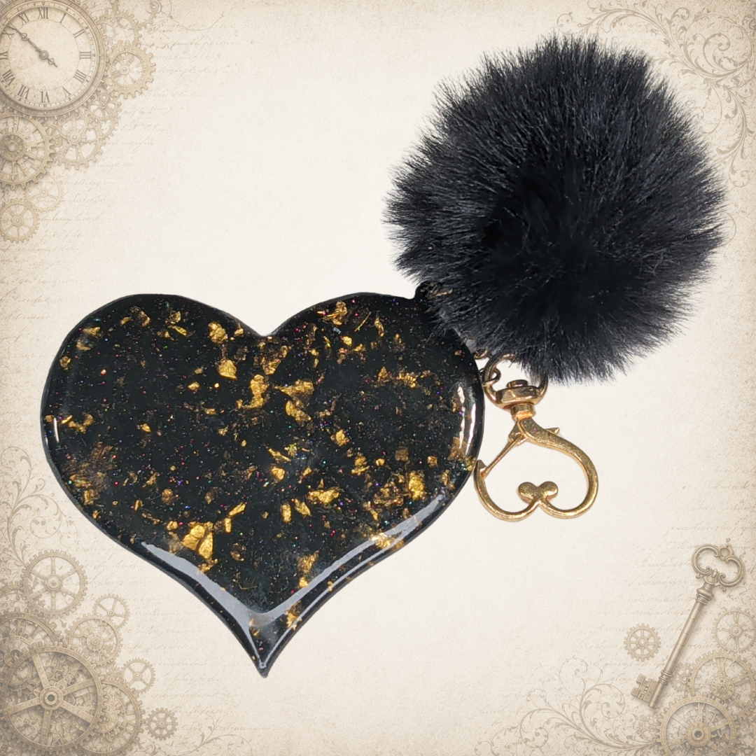 Stroke of Midnight Steampunk Heart Keychain