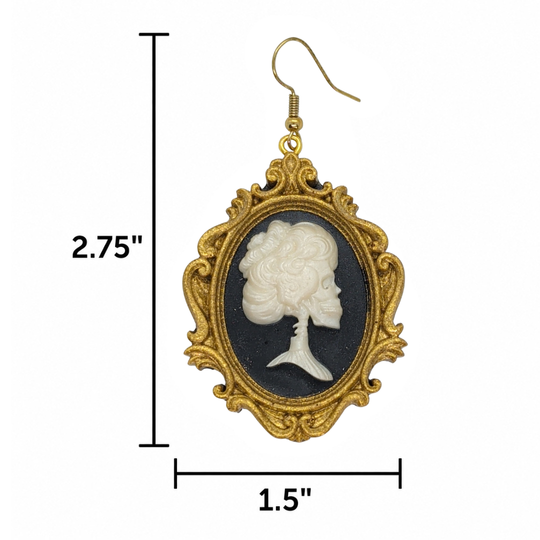 Mourning Matrimony (Victorian Skeletal Cameo Earrings)