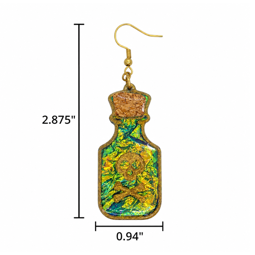 Emerald Elixer (Potion Bottle Earrings)
