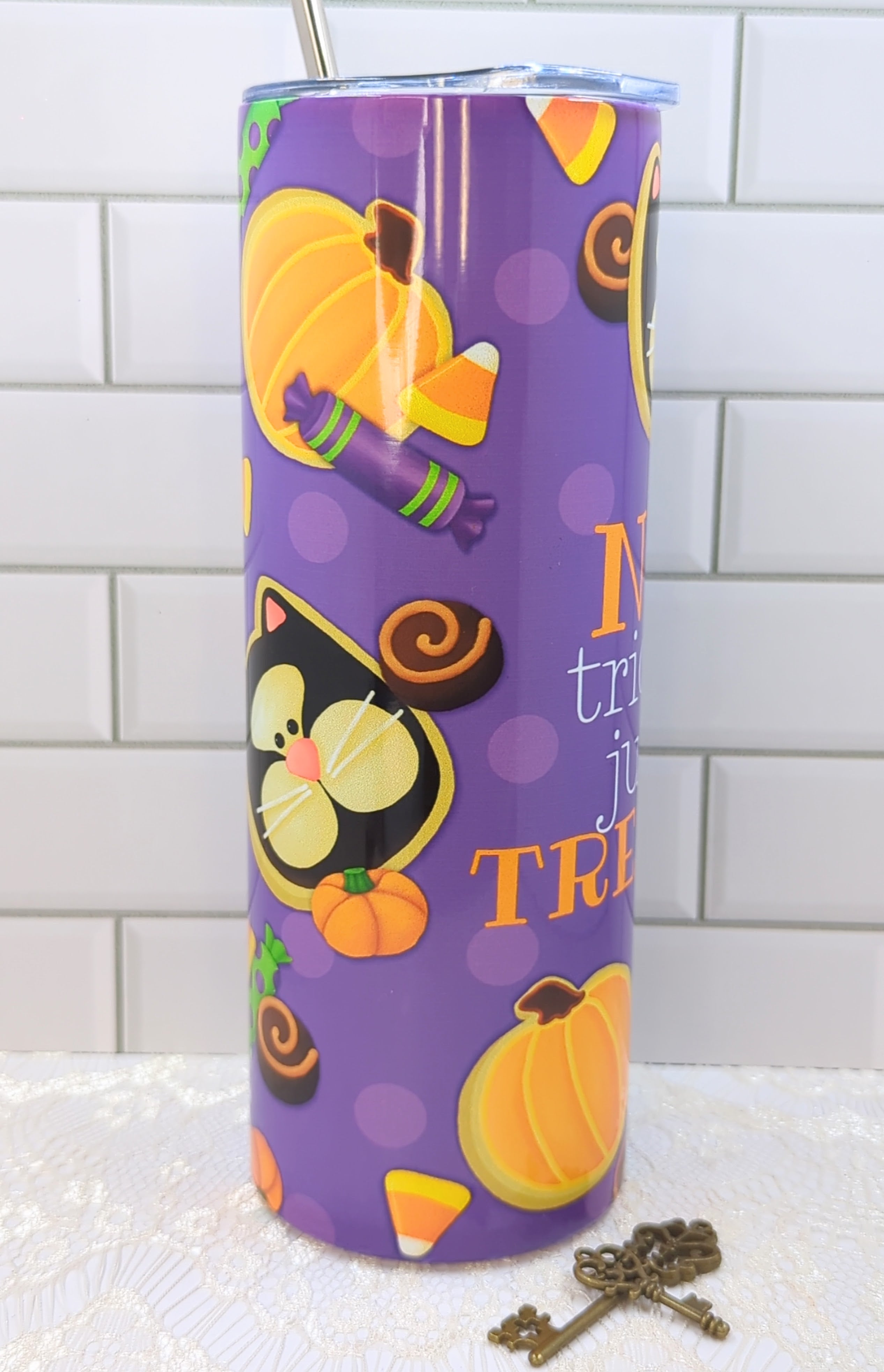 20 oz Halloween Cookie Cat and Treats Sublimation Tumbler