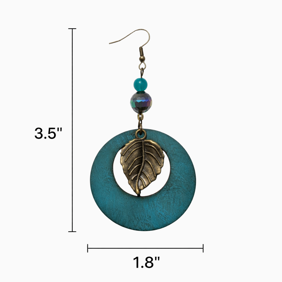 Autumn Woods Teal Hoop Earrings