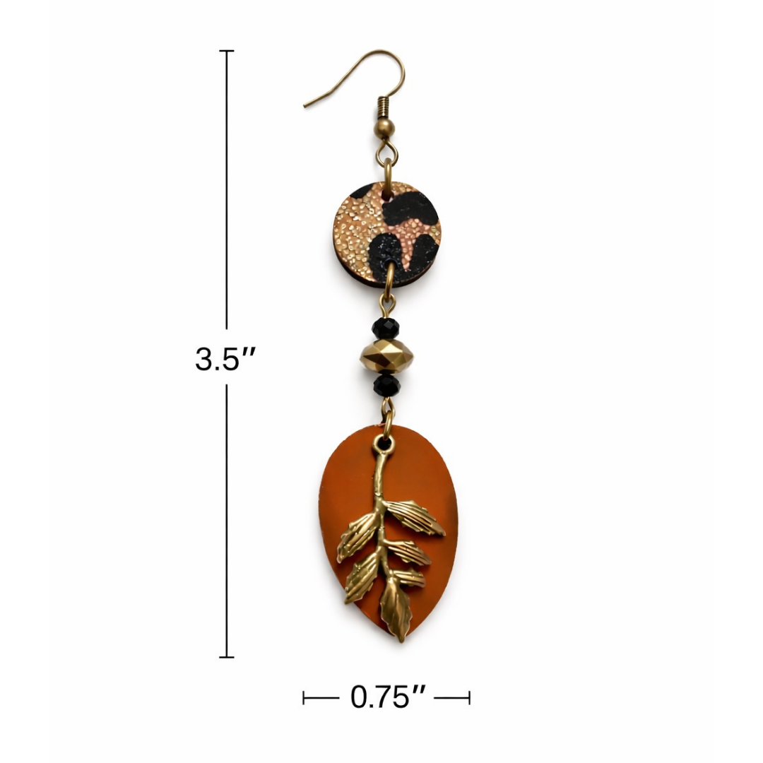 Autumn Woods Rust Orange Small Teardrop Earrings