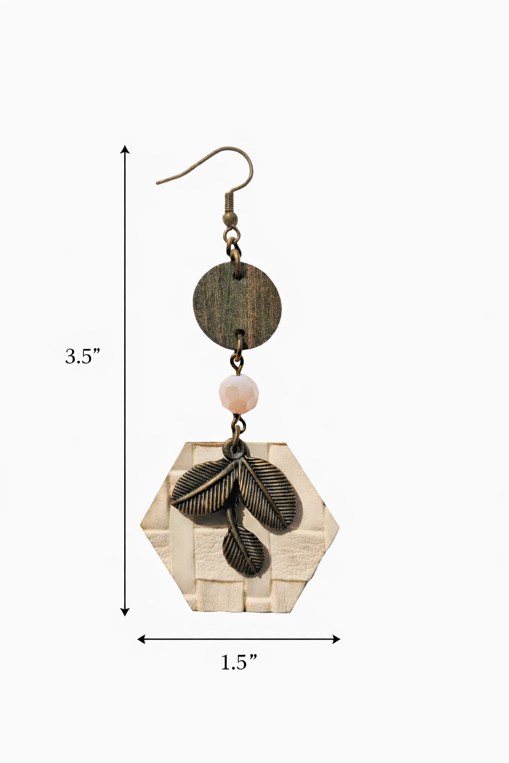 Autumn Woods Cream Hexagon Earrings