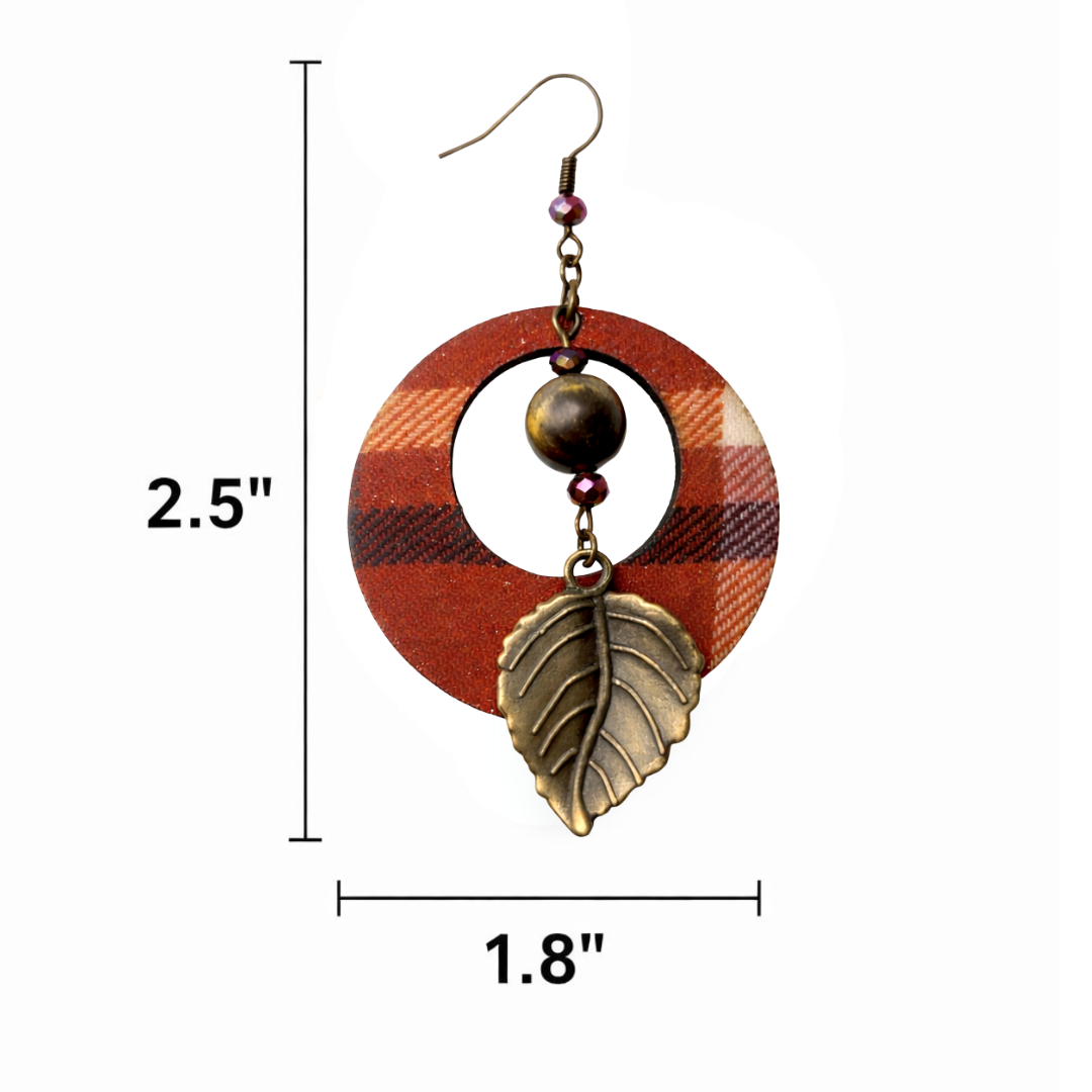 Autumn Woods Flannel Hoop Earrings