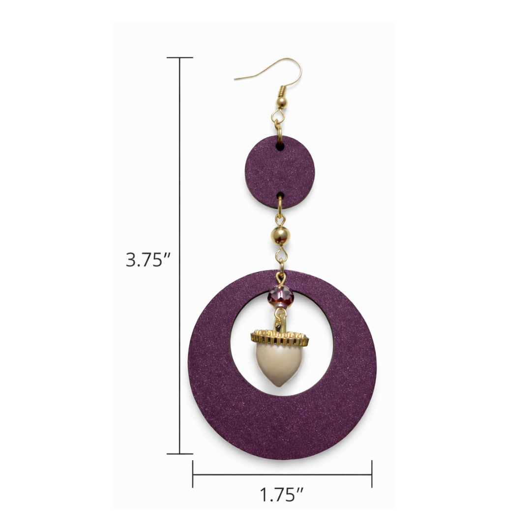 Autumn Woods Purple Hoop Earrings